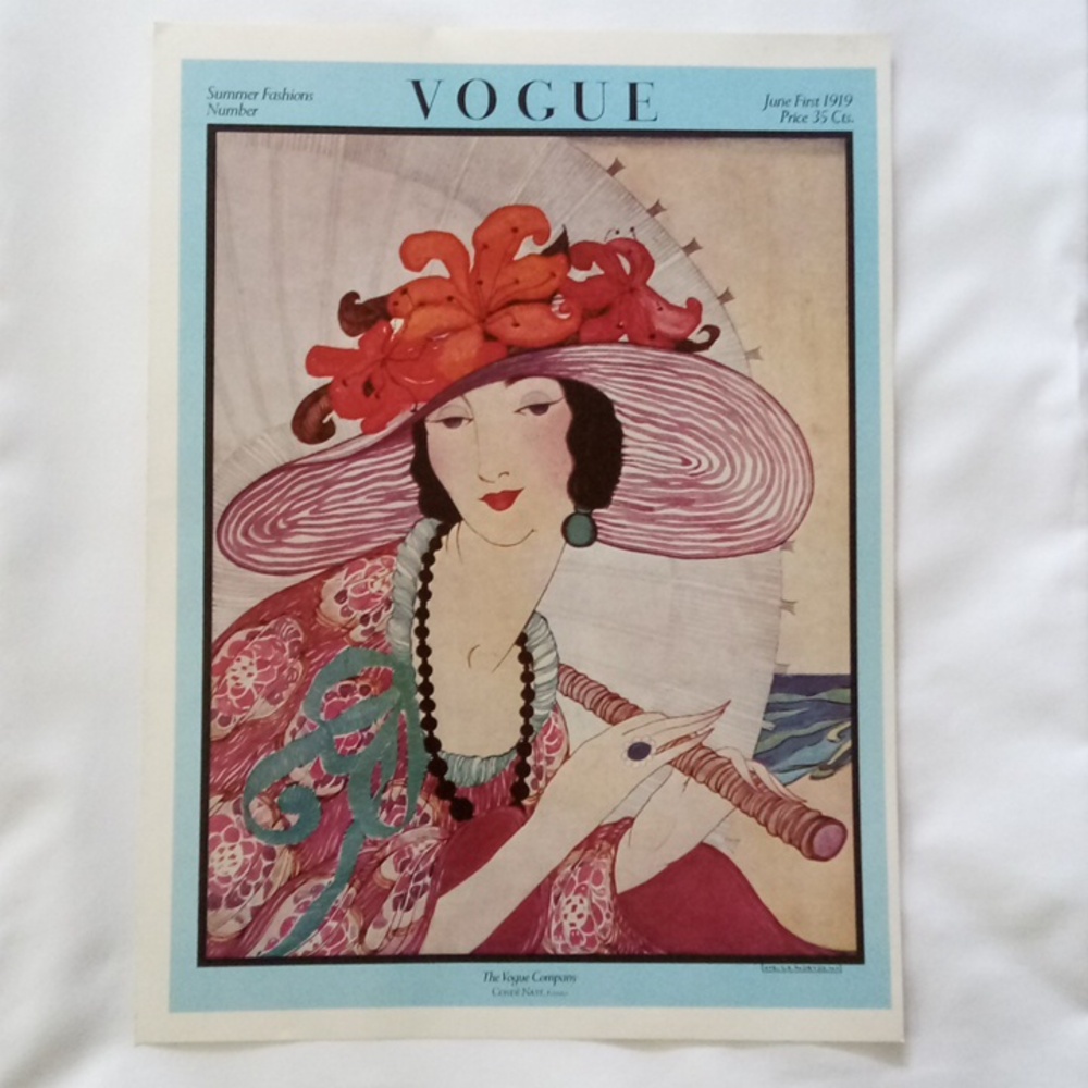 VINTAGE  VOGUE POSTER MAGAZINE COVER  SUMMER FASHIONS NUMBER JUNE FIRST 1919